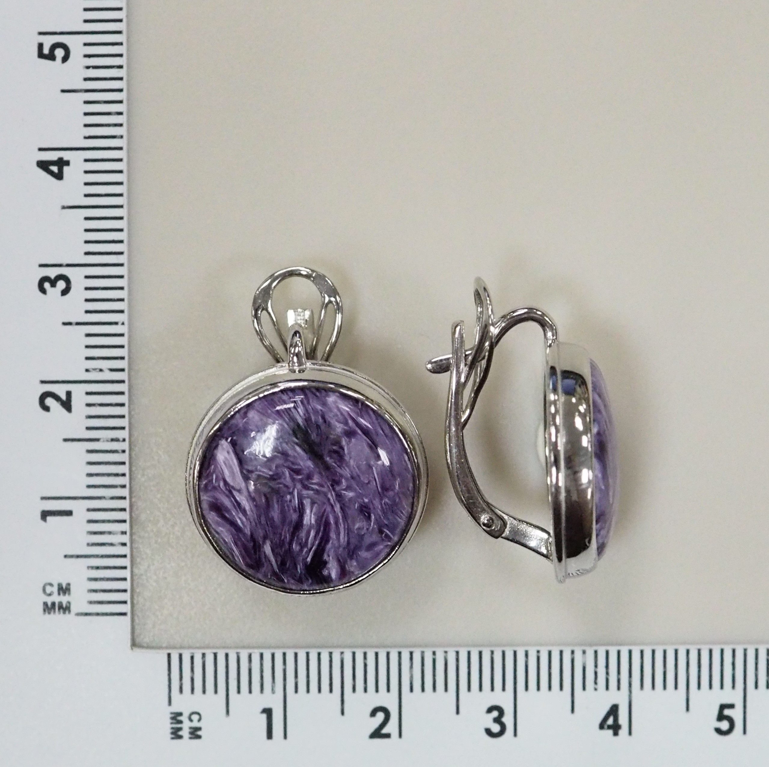 Серебряные серьги с чароитами